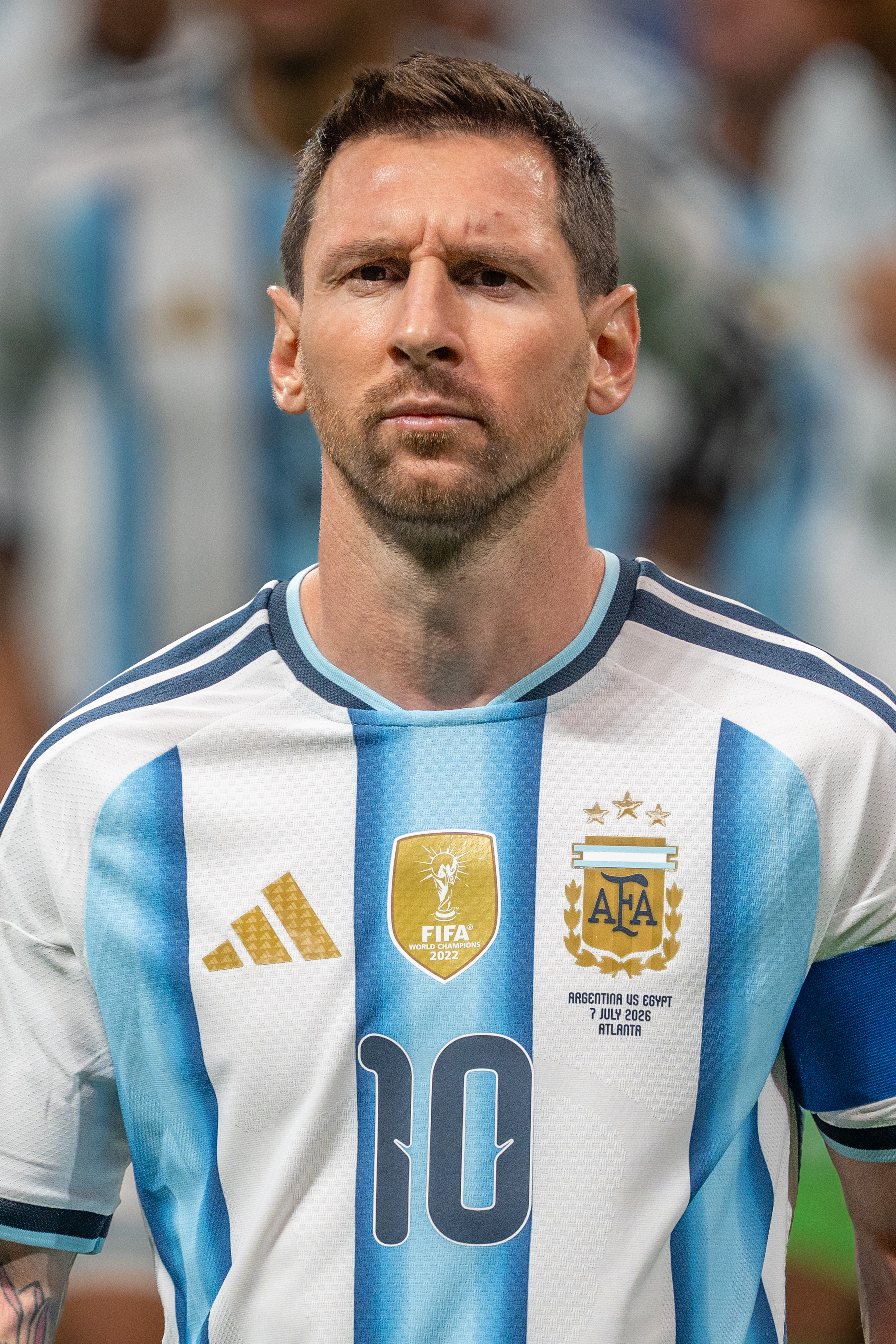Lionel Messi on the pitch during Argentina’s World Cup match against Egypt in Atlanta