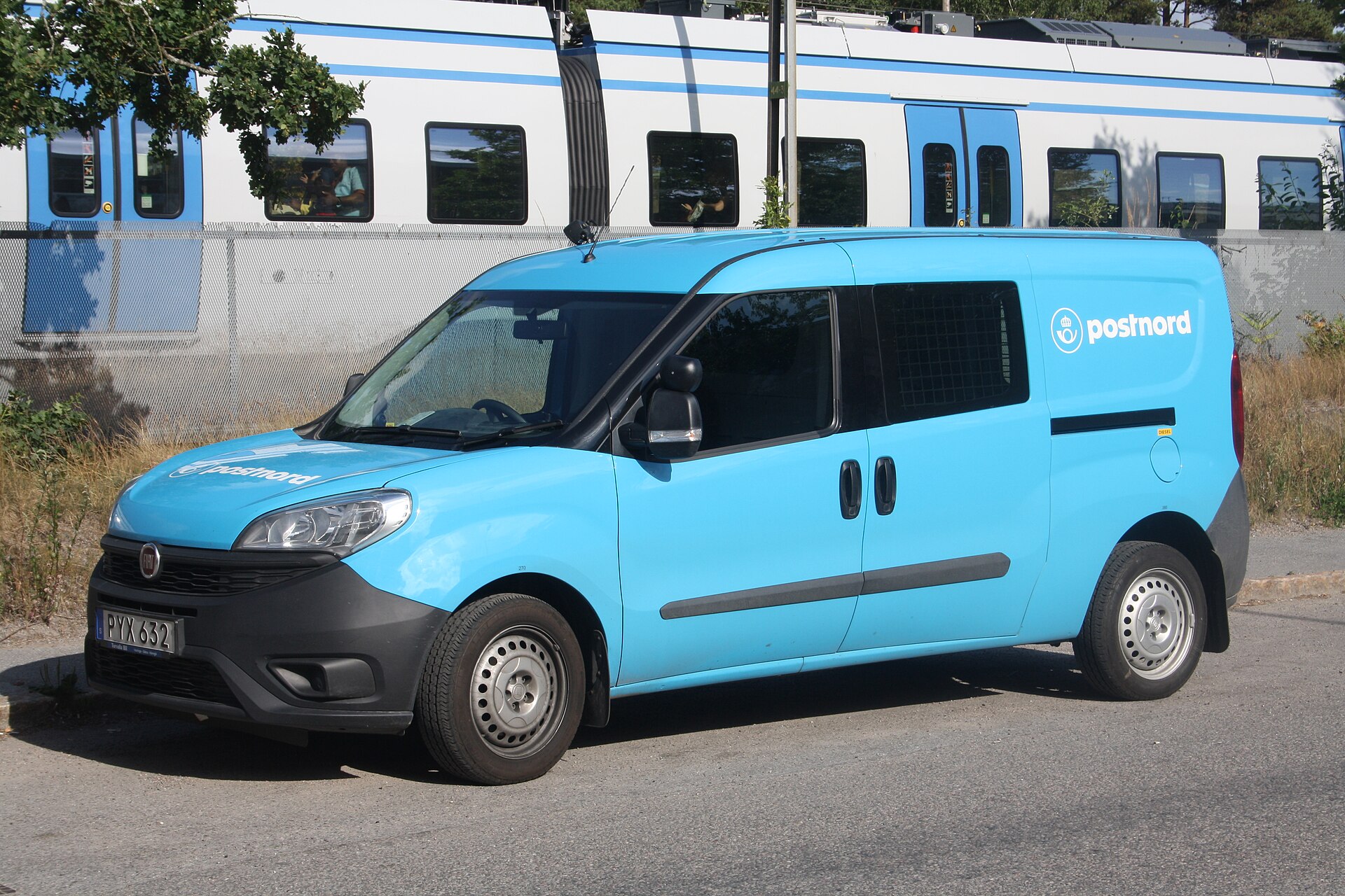 A PostNord delivery van parked in Skogås, south of Stockholm.