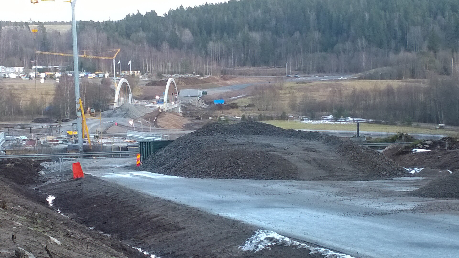 Bridge construction work on national road 27 at Osdal in Sweden.