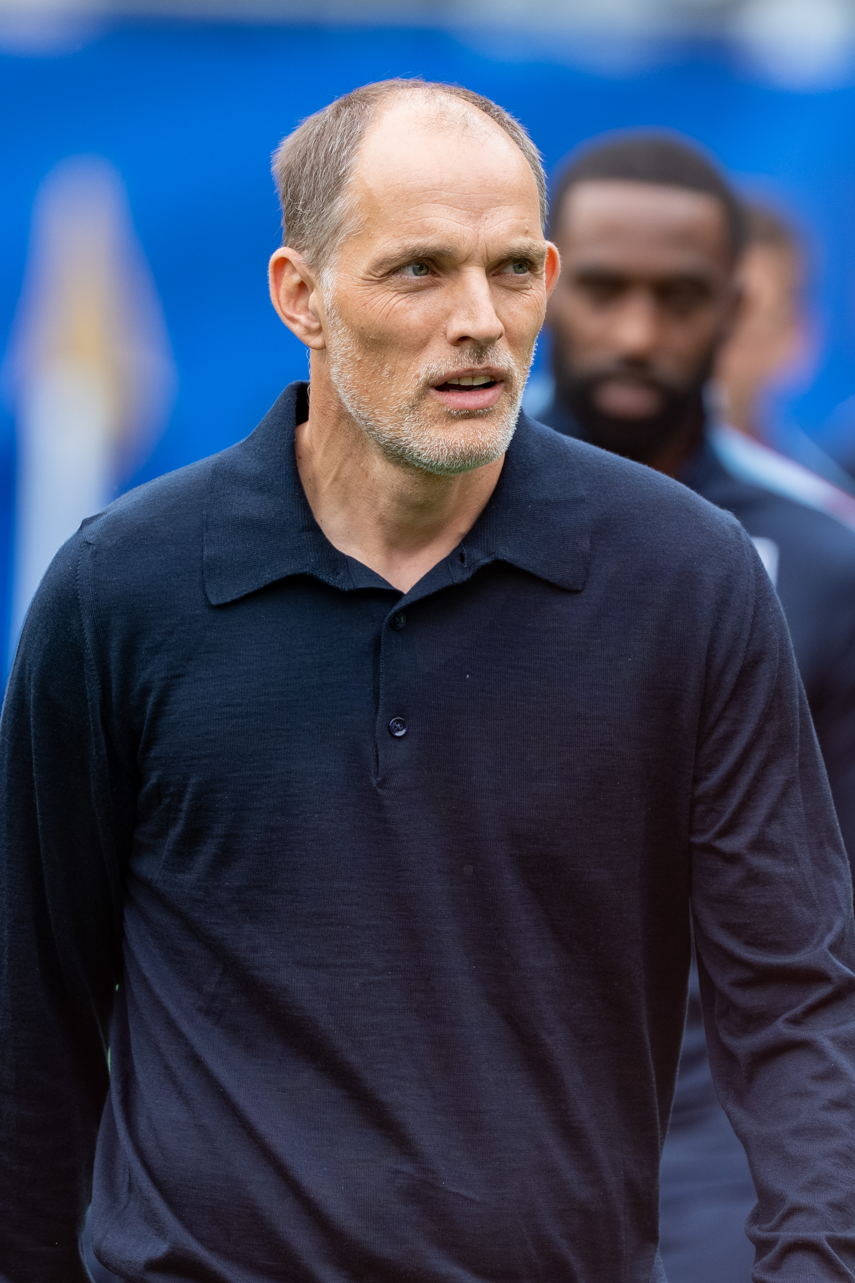 Thomas Tuchel watching England during the 2026 World Cup match against Ghana