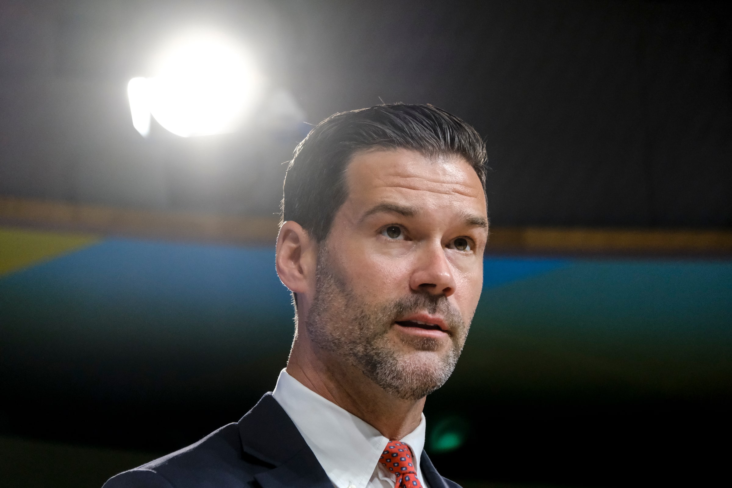 Johan Forssell speaking at a press conference in Brussels in June 2023.