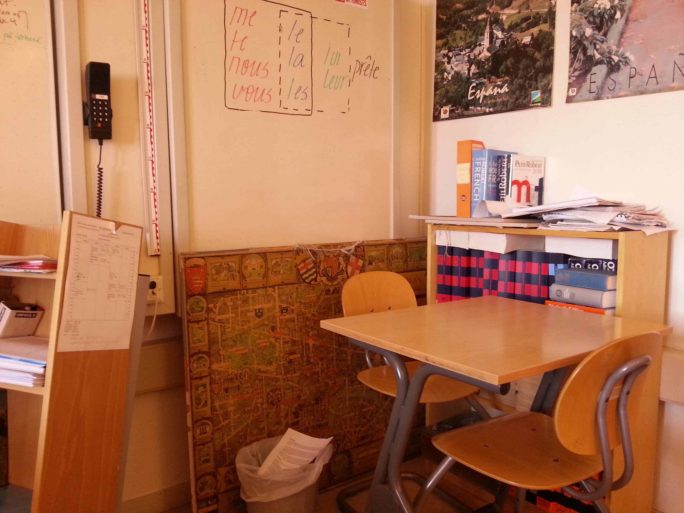 An empty classroom at Södra Latin upper-secondary school in Stockholm.