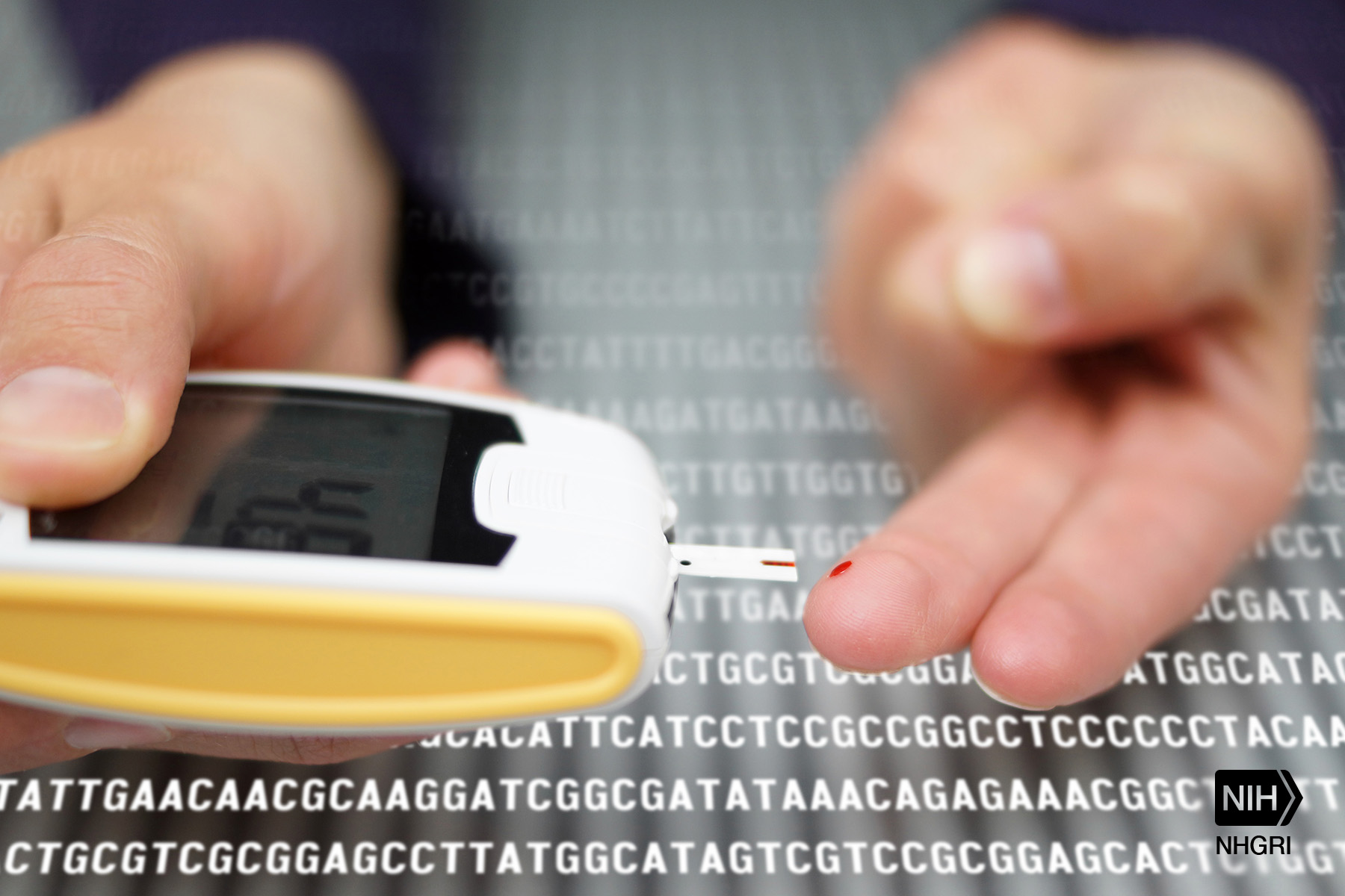 A woman uses a finger-stick glucose meter to test her blood sugar.