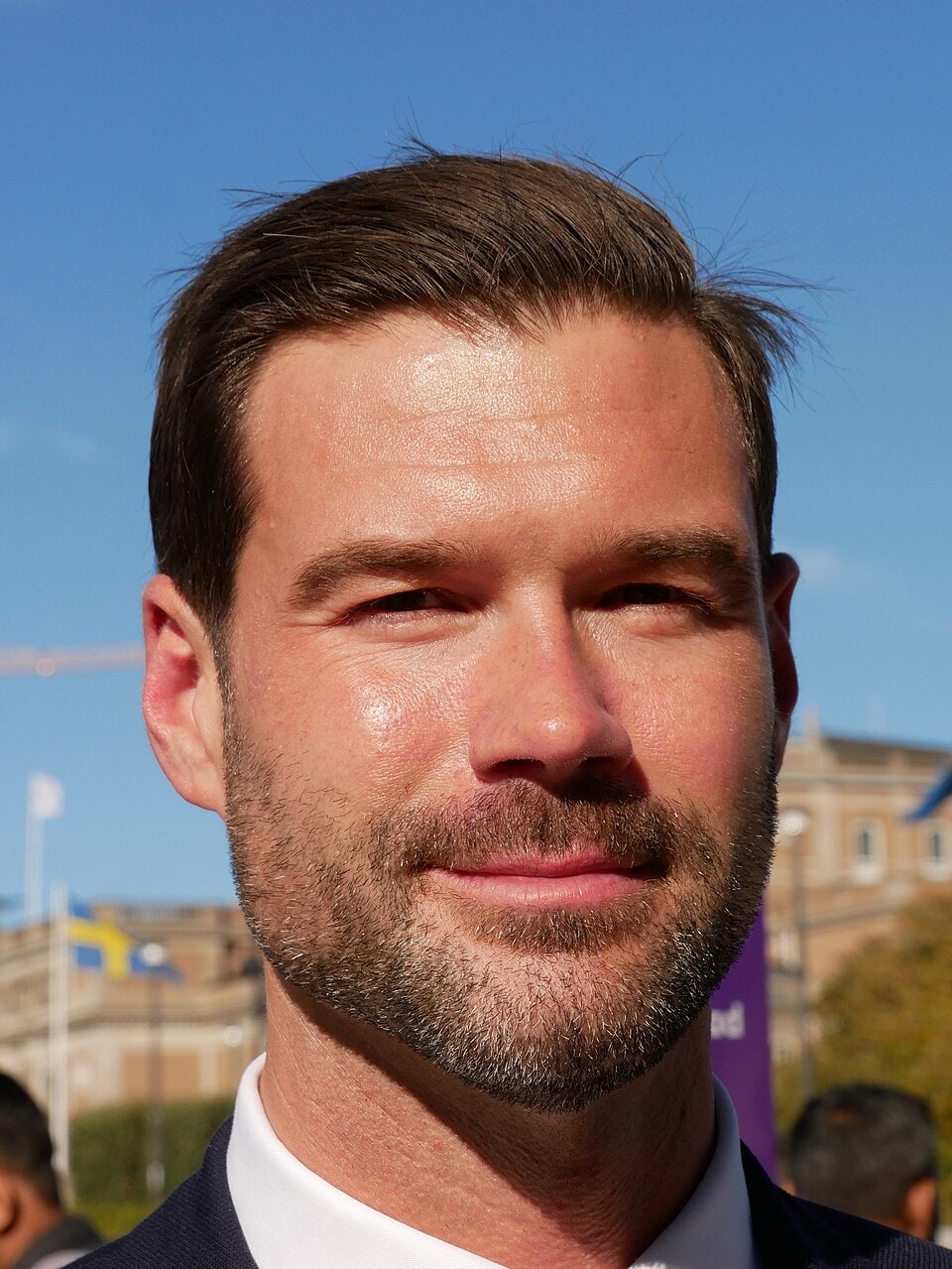 Johan Forssell outdoors at the opening of Sweden's parliamentary year in September 2018.