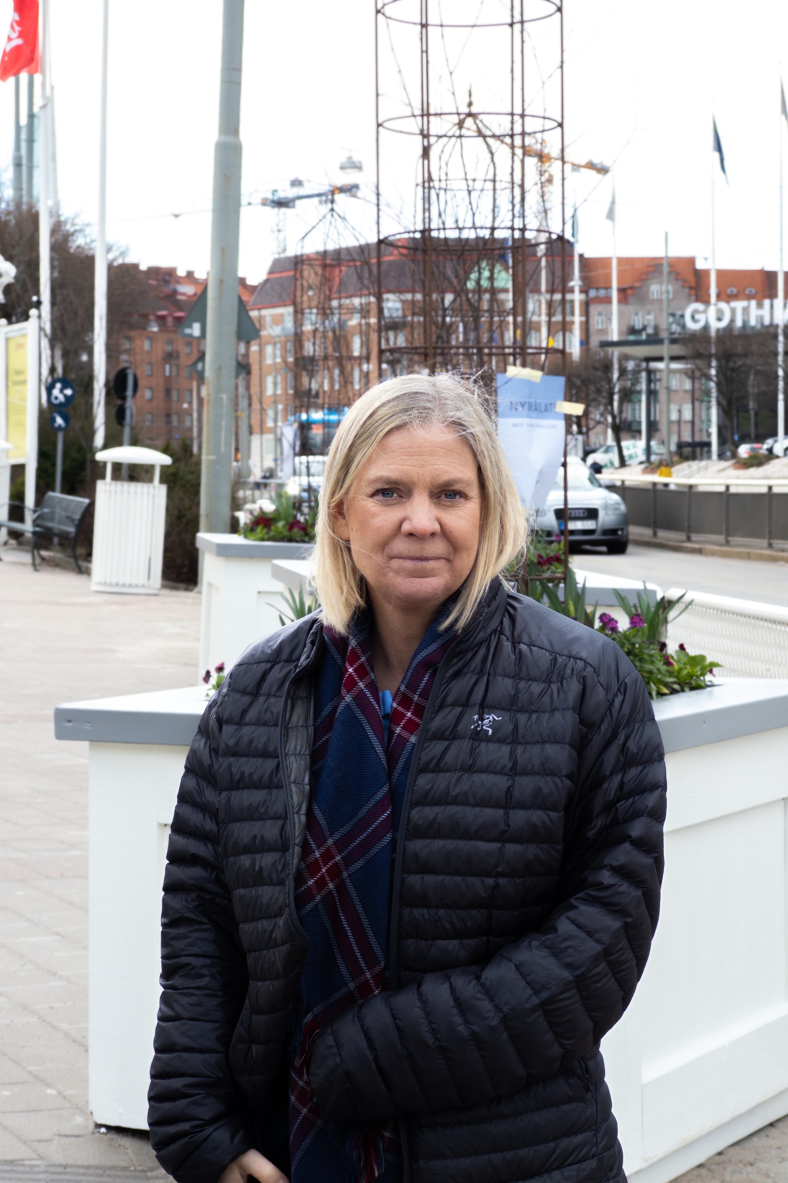 Social Democratic leader Magdalena Andersson poses alone for a photograph in Gothenburg in April 2026.