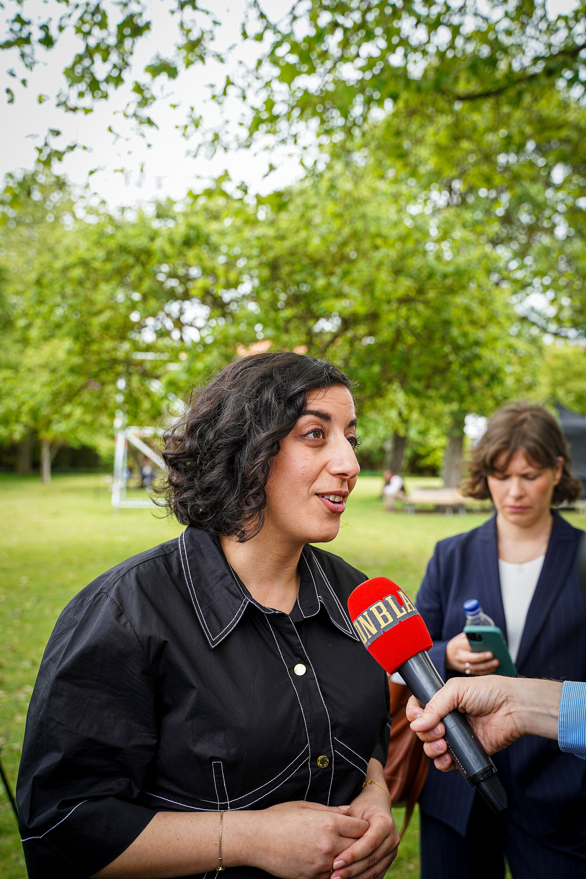 Simona Mohamsson speaking during an interview at Almedalen.