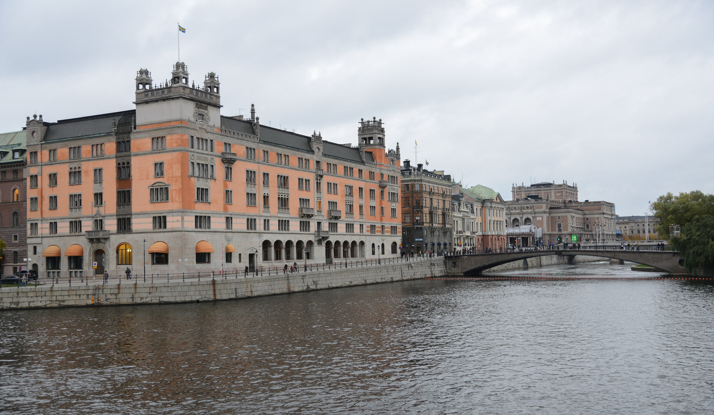 Rosenbad, the seat of Sweden's Government, beside the water in central Stockholm.