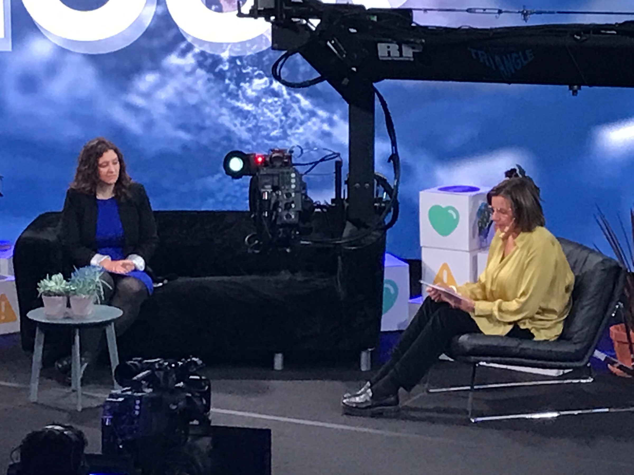 Isabella Lövin, right, and Cassie Flynn seated during a UNDP discussion in Stockholm in June2022.