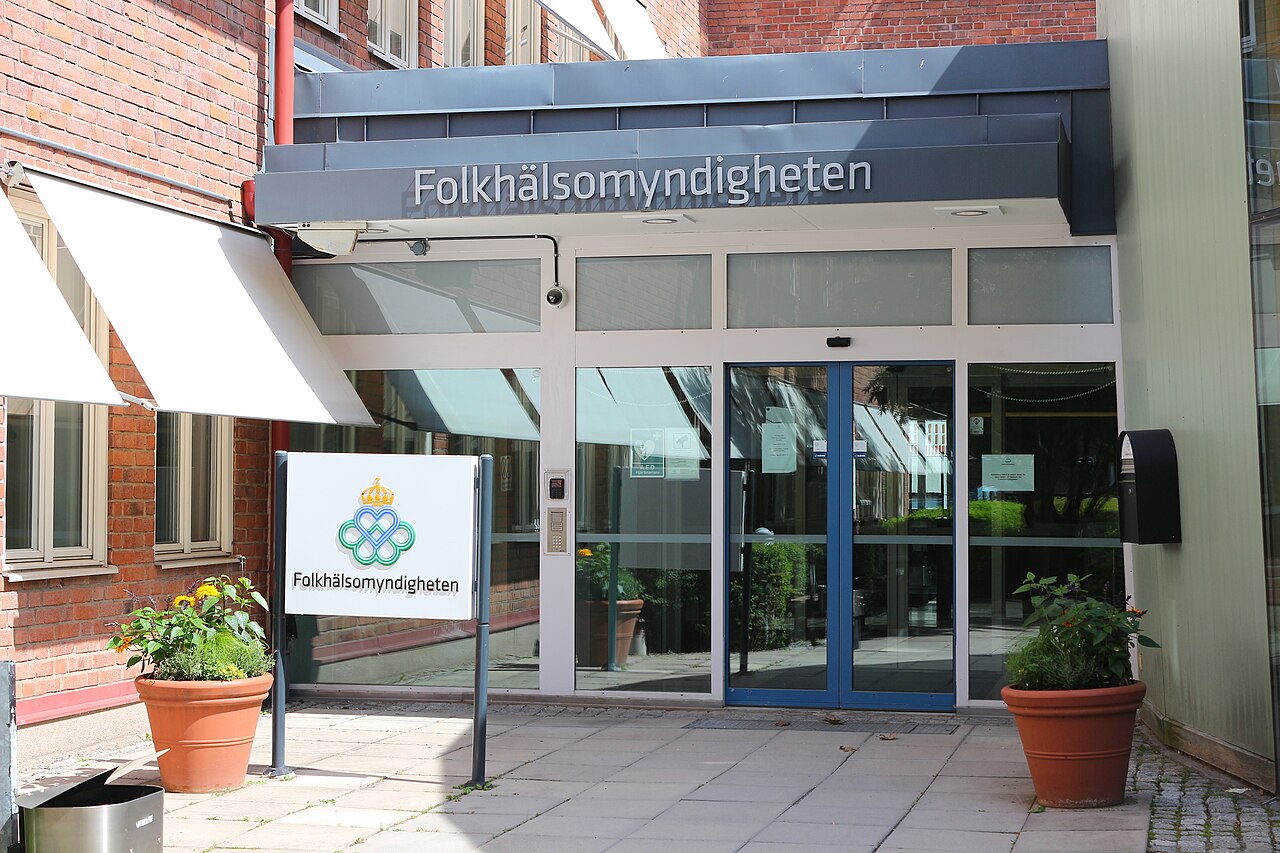 Entrance to the Public Health Agency of Sweden in Solna.