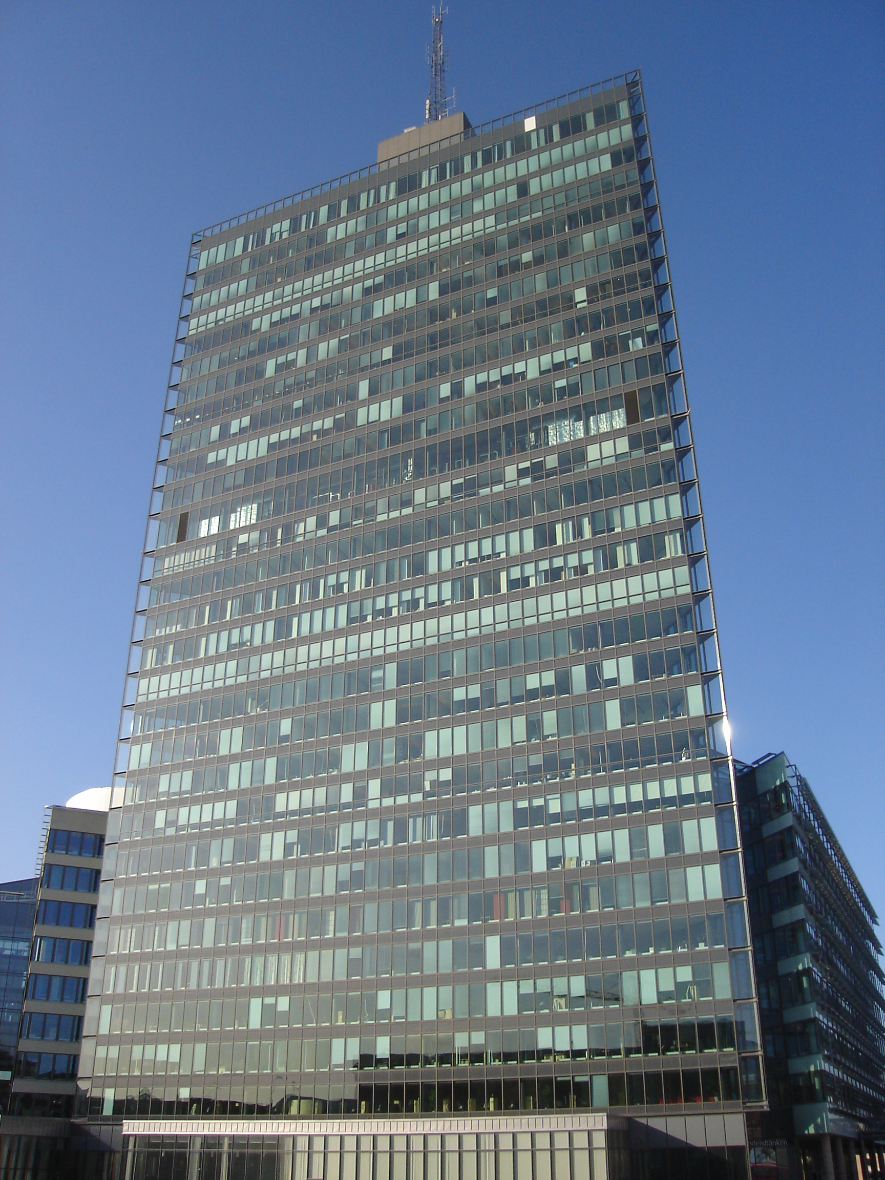Kista Science Tower rises above Stockholm’s Kista technology district.
